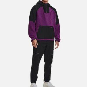 Under Armour Mission Boucle Anorak 1/4 Zip Jacket 1366094 Mens XL Black Purple